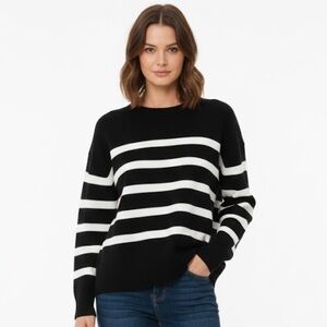 French Connection Black and White Striped Sweater